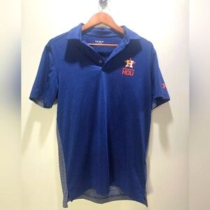 Houston Astros Men's Polo Shirt Under Armour Size Small Blue Iron On Logo